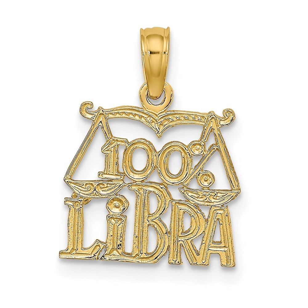 Million Charms 14k Yellow Gold Small 100% LIBRA Zodiac Charm Pendant